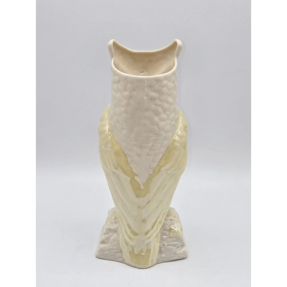 Belleek Ireland Owl Vase Cream Lustre Porcelain Bird Figure Bud Vase 8.25